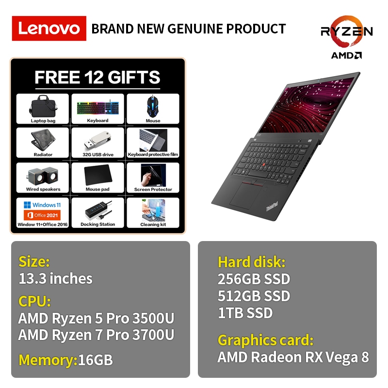 【lenovo laptop】lenovo ThinkPad inches/AMD Ryzen R5/16G  memory/256GB SSD/AMD Radeon RX Vega/Built In Bluetooth