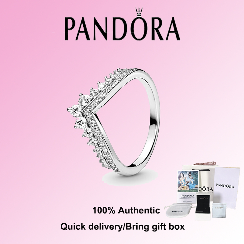 PANDORA S925 Sterling Silver Princess Wishbone Ring | Shopee Philippines