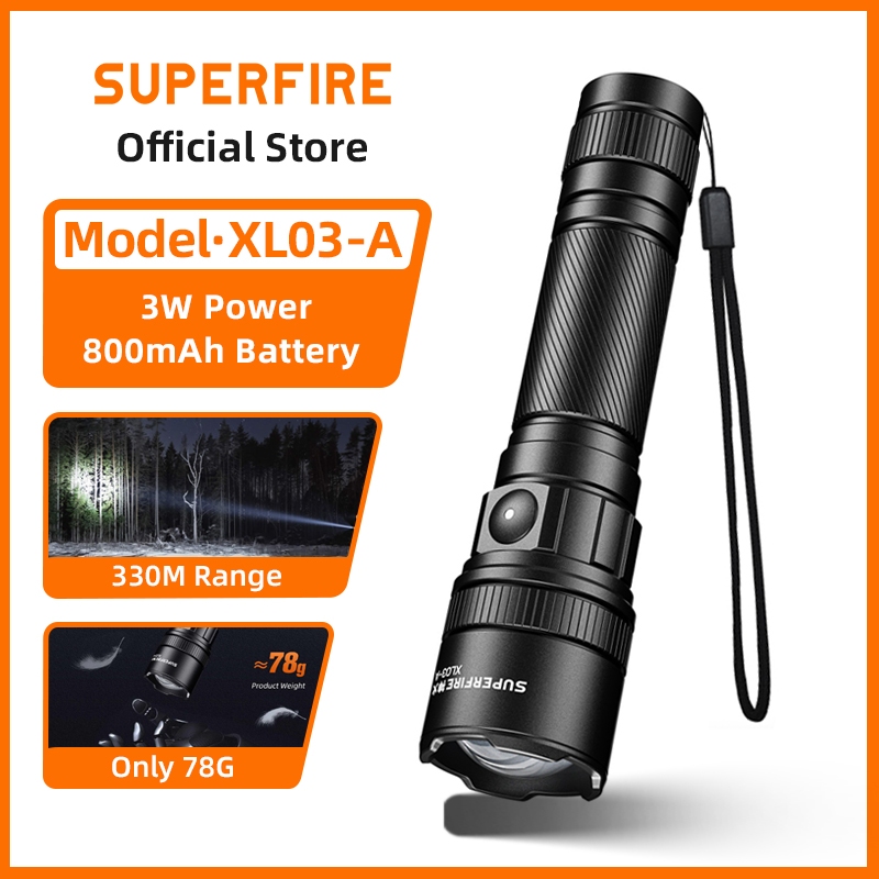SUPERFIRE XL03-A 3W Powerful LED Flashlight Tail USB Rechargeable ...