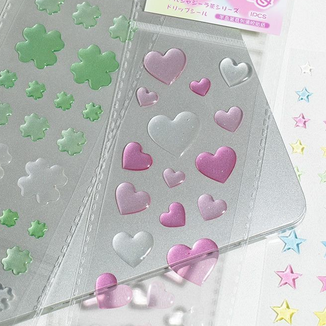 Three-dimensional Stickers Water Drop Love Heart Four-Leaf Clover diy ...