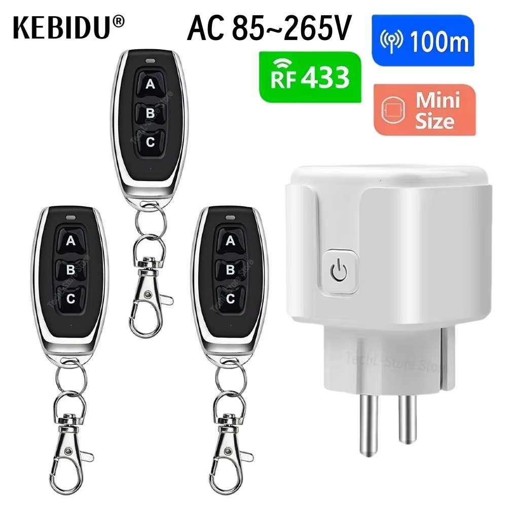 433Mhz Wireless Electric Socket Remote Control Switch Mini EU Plug 220V ...