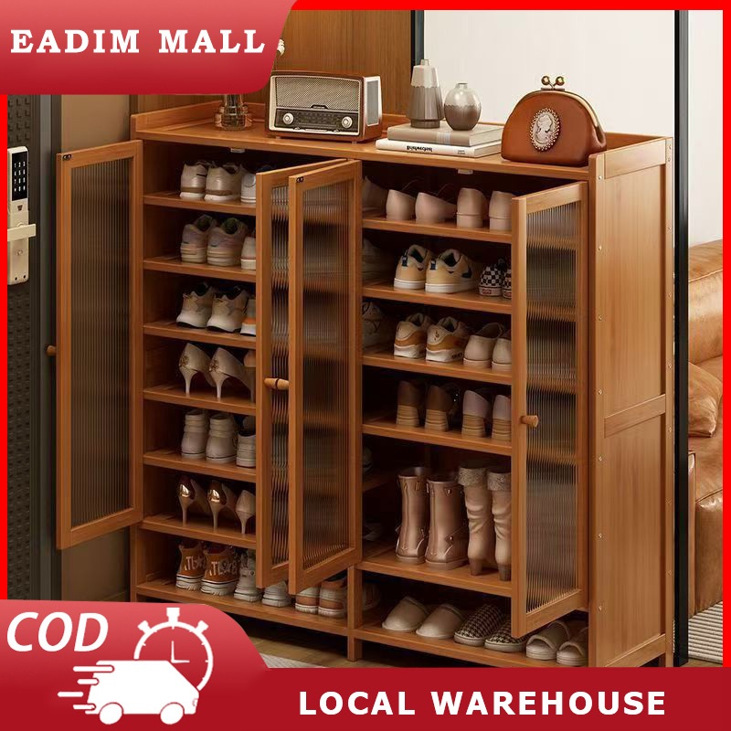 Large capacity storage shoe rack storage rack bamboo shoe cabinet shoe ...