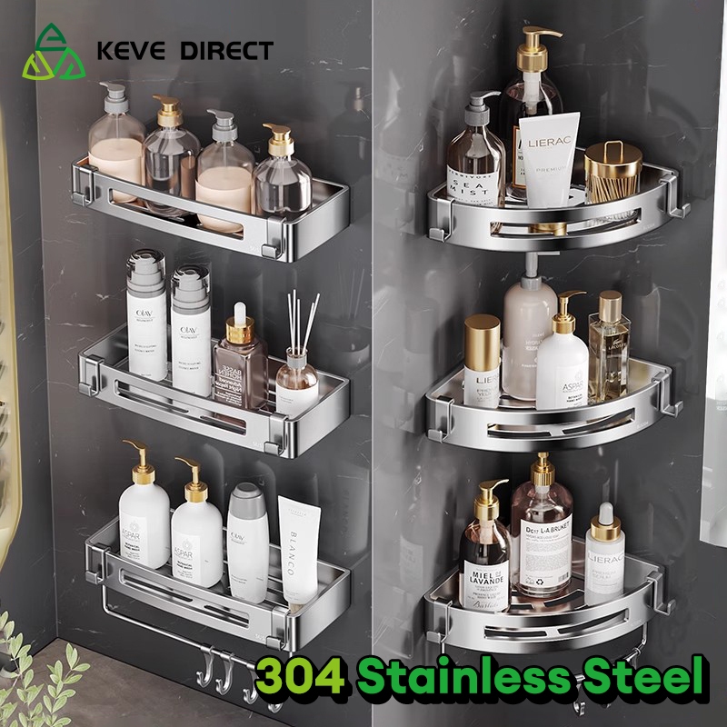 KEVE Stainless Bathroom Rack Organizer Corner Shelf Toilet Rack Cr ...