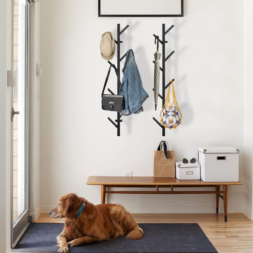 Coat Rack Wall Mounted Coat Tree, Clothes Rack Coat Rack for Entryway ...