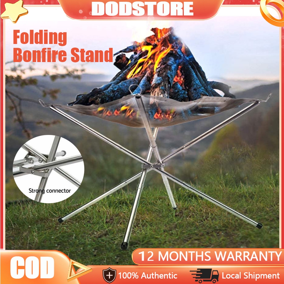 Foldable Campfire Rack Portable Outdoor Camping Mesh Bonfire Stand ...