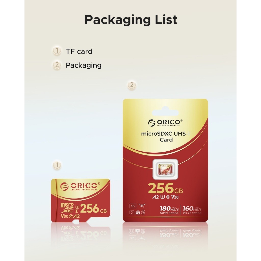 thumbnail image 2 of ORICO 20-Pack 32GB Micro SD Cards – Class 10, U3, A1 For Cameras, Drones, Dash Cams 2 of 6