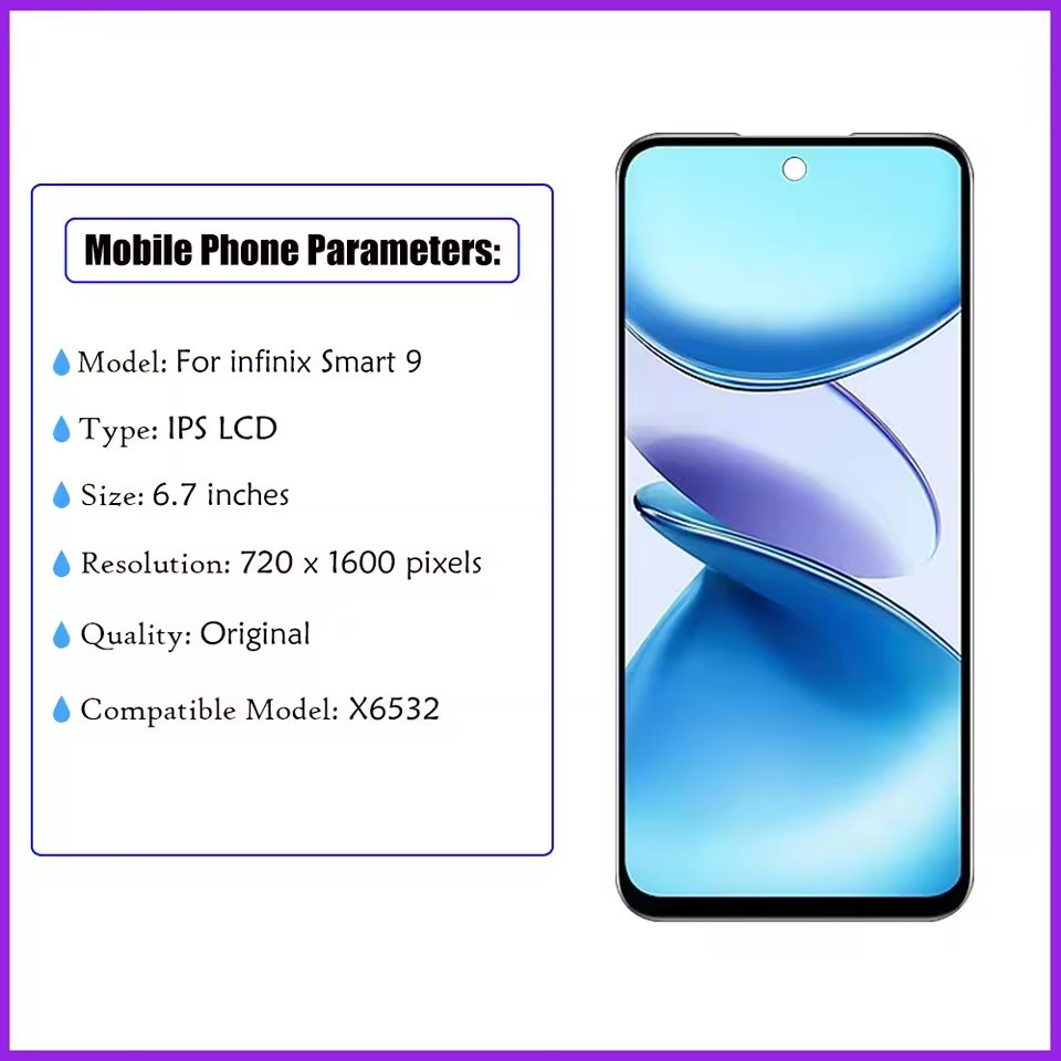 6.7 pollici nero per Infinix Smart 9 X6532 Display LCD Touch Screen