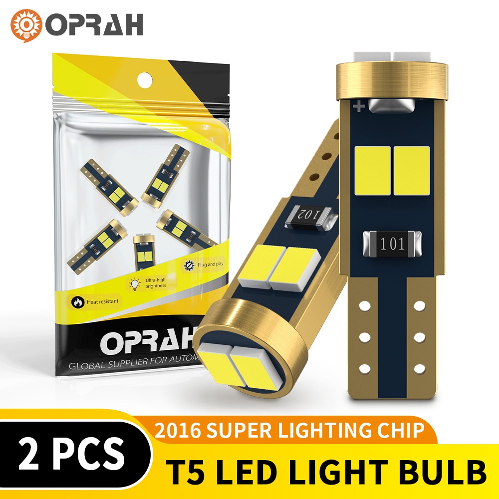 Oprah 2pcs T5 Super Bright LED Bulb W3W Car Interior Light 2016 6smd ...