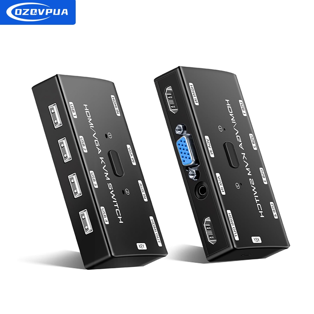 KVM Switch VGA + HDMI 2 in 1 Out Computer Monitoring Video Recorder ...