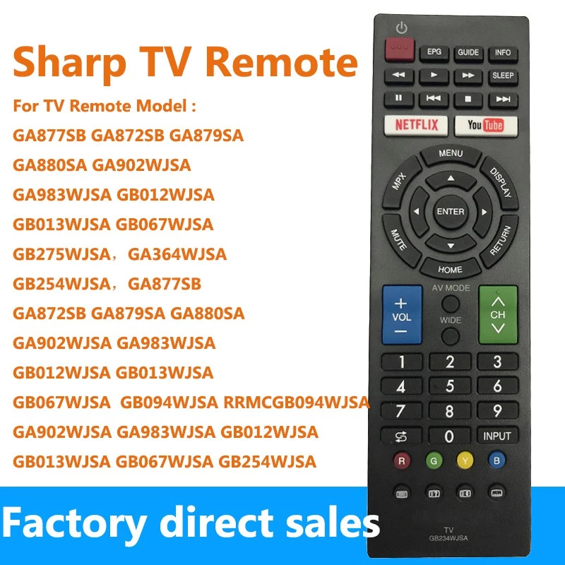 Sharp LCD LED SMART TV Remote Control GB234WJSA Fit for GA877SB GA872SB ...