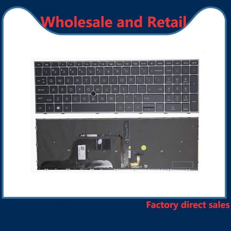 Replacement Backlit Keyboard For HP ZBook Fury 15 G7 G8 - US Layout, Silver Frame, Part #L97967-041
