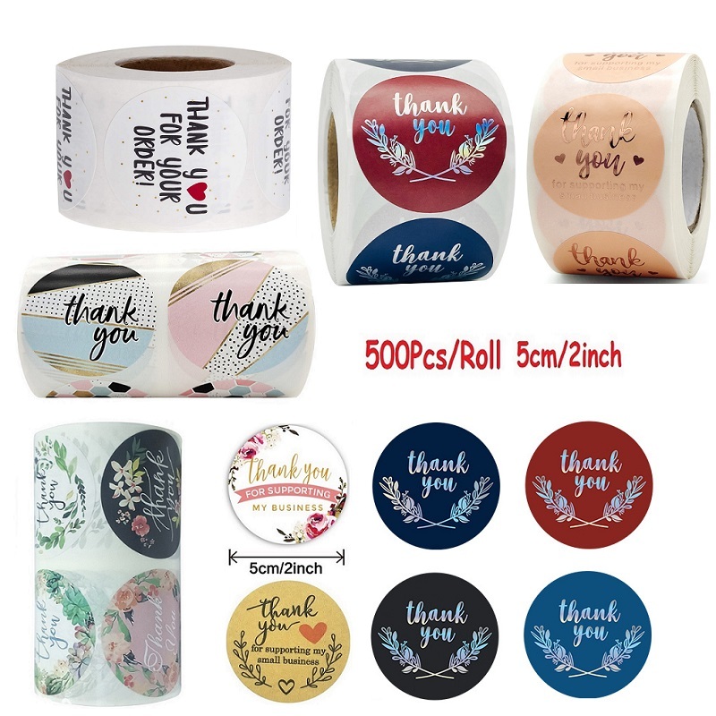 500pcs 5cm Big Size 2 Inch Thank You Sticker Handwritten convenience ...