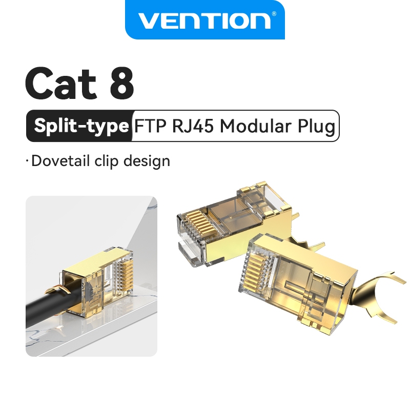 Vention Cat 8 FTP RJ45 Modular Plug 50μ Gold Plated contacts 40Gbps ...