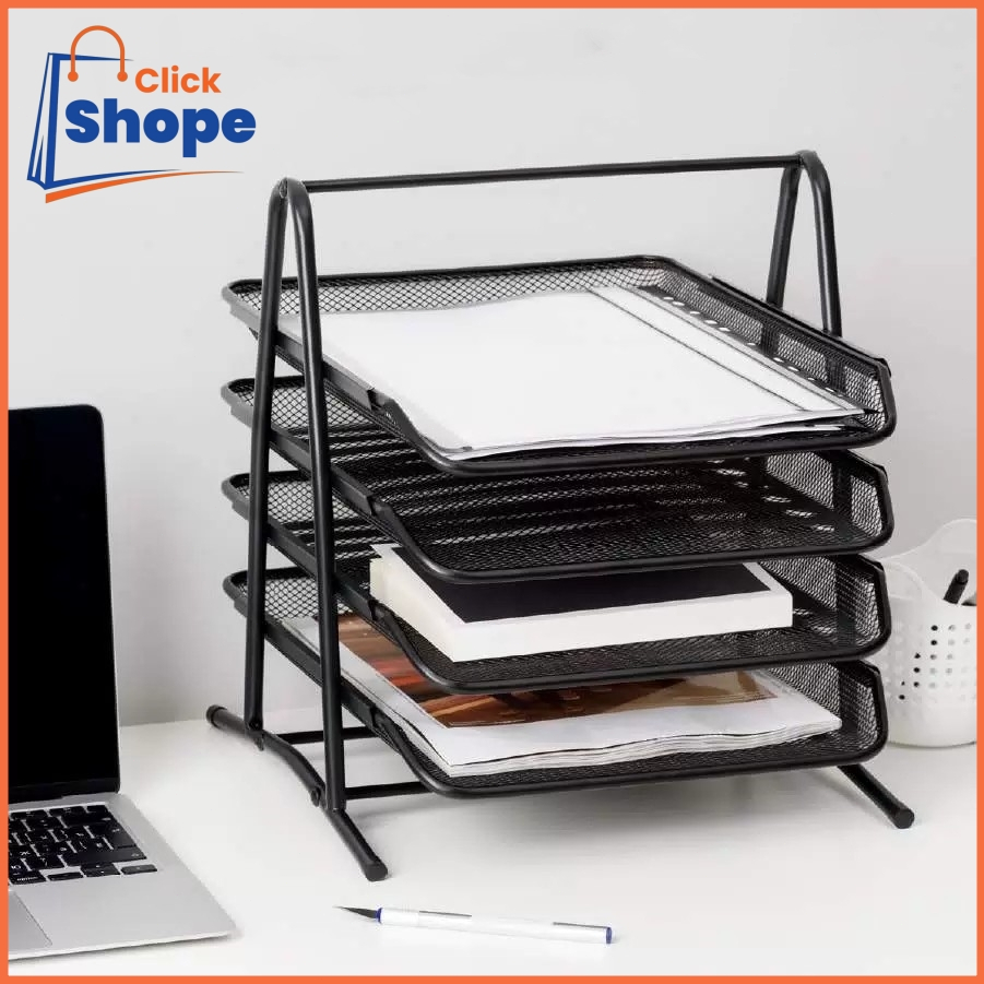 CLICK SHOPE 3/4/5 Layer Metal File Sliding Tray Desk File Organizer ...