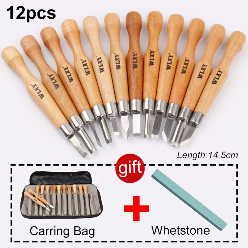 KUAIQU 12pcs Set Hand Wood Chisels Carving Knife For Basic Woodcut ...
