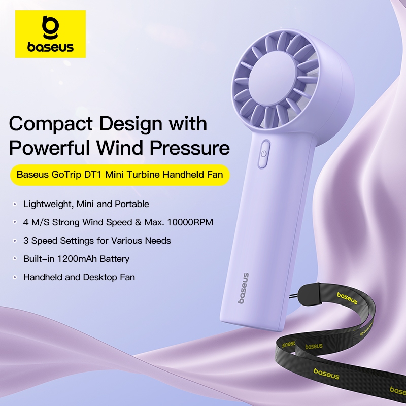 【24-Month Warranty】Baseus DT1 Mini Turbine Handheld Fan 3 Speed ...