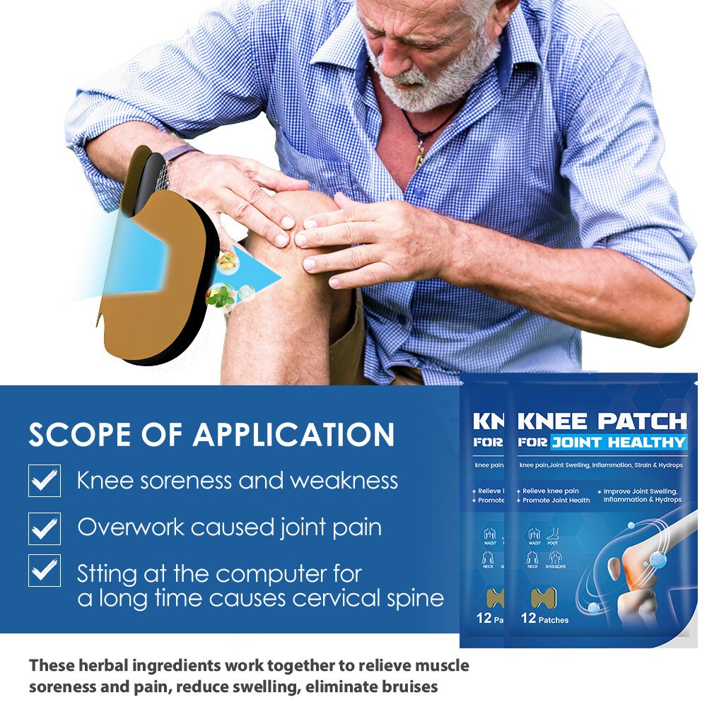 Product image NEENCA Knee Pain Relief Patch 12 Pcs, Long Lasting Relief of Muscle Joint, Shoulder and Neck Pain Relief Patches, Herbal Heat Compress Knee Patch 4