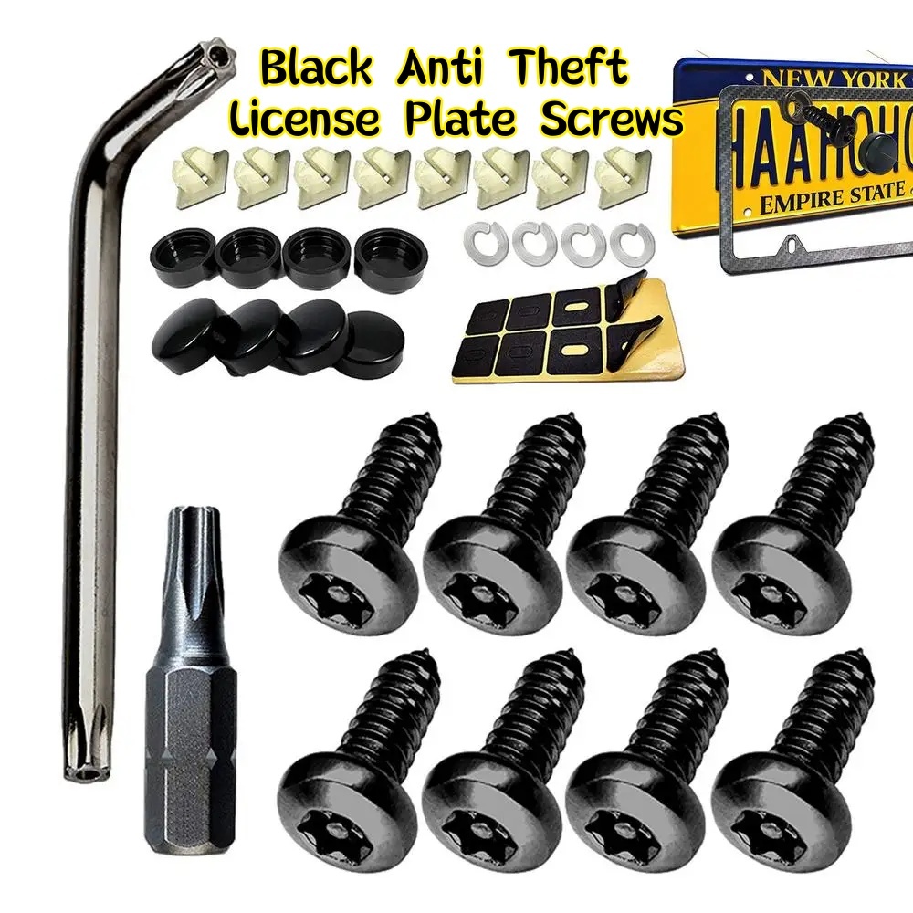 Theft Proof Fasteners Screws set Steel License Plate Fasteners License ...