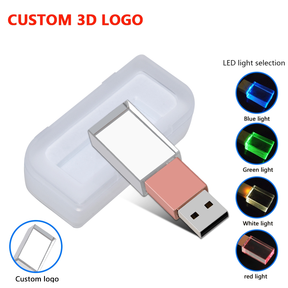 Crystal usb sticks 3D custom logo 4GB 8GB 16GGB 32GB 64GB usb flash pen ...