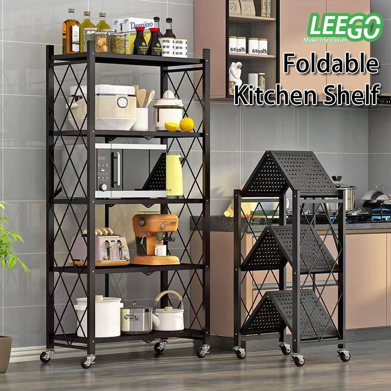 [Foldable] 5-layer kitchen metal rack high load bearing storage rack ...