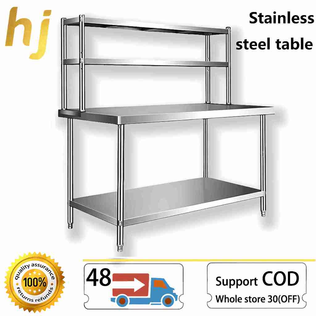 Stainless steel storage rack easy to clean restaurant double layer 304 ...