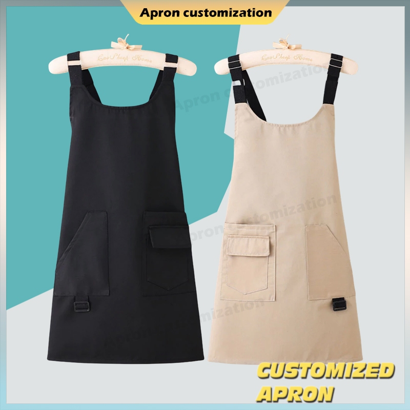 Cotton apron custom name Baking milk tea shop work apron Kitchen home ...