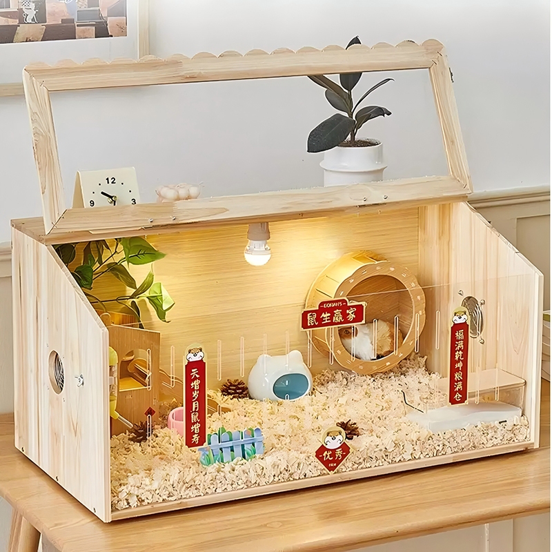 Big Hamster Cage Wooden Hamster Cage, Natural Wooden Hamster