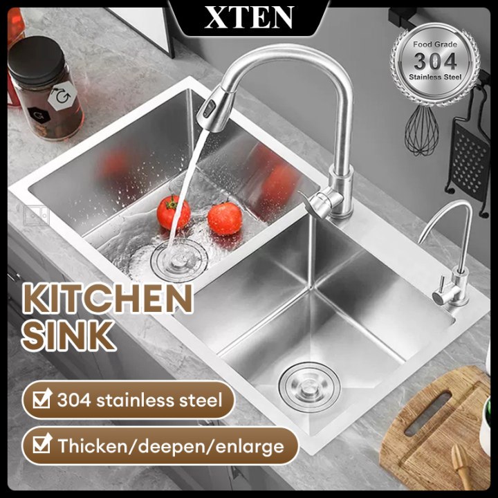 XTEN Sink Stainless for Kitchen Double Sink Heavy Duty Small Single ...