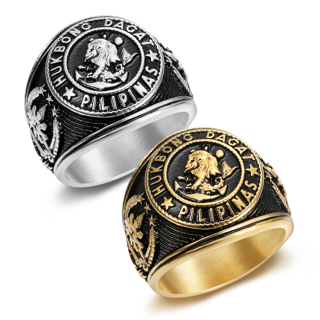 Pure Stainless Steel Solid PN Bull Ring for Men Gold Plated Gift Size 7 ...