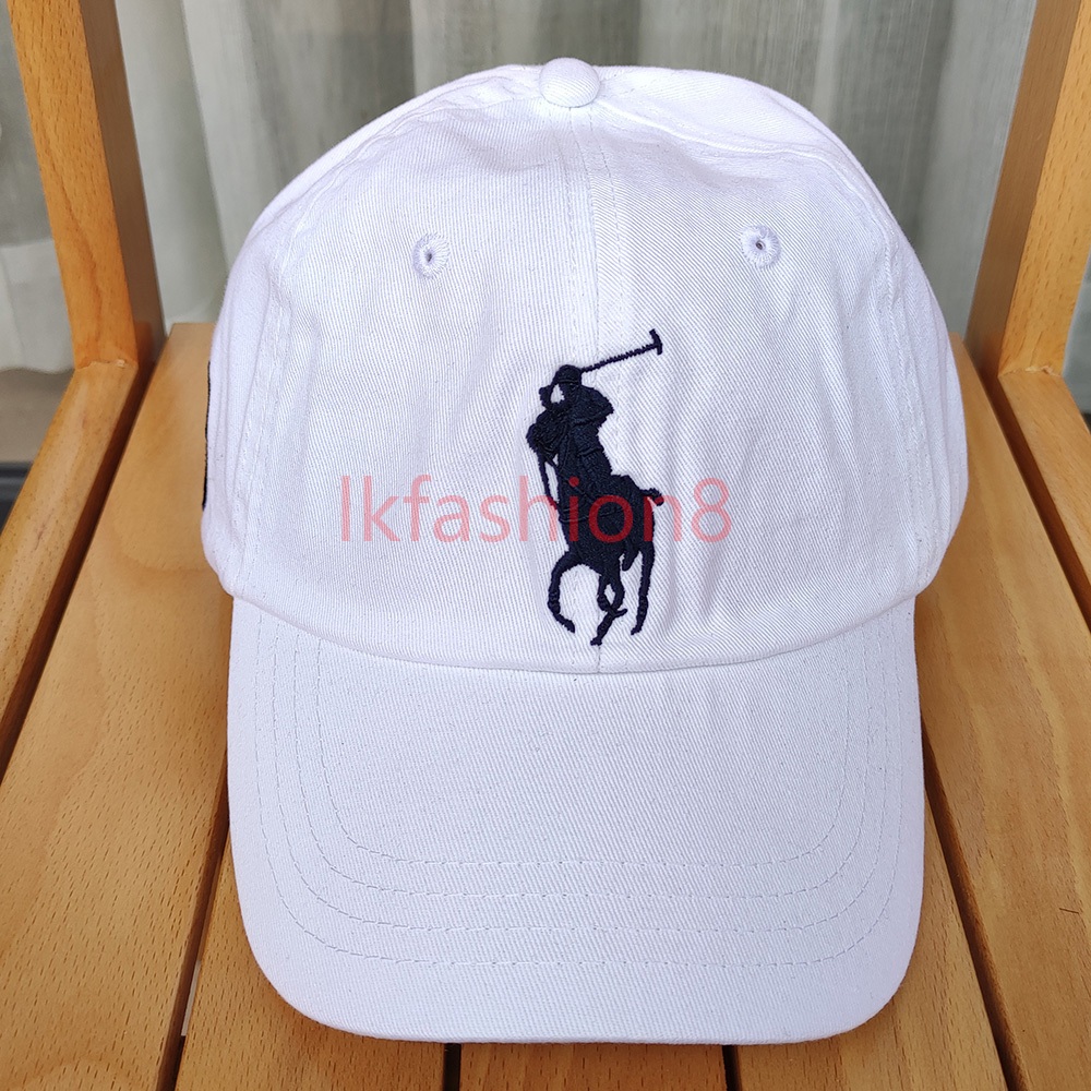 WHite Baseball Cap Visor RL Hat Big Pony Horse Rider Number 3 ...