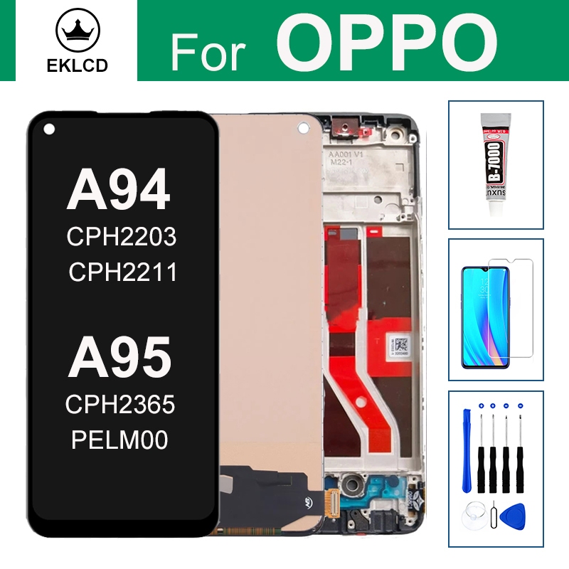 LCD With Frame For OPPO A94 A95 4G 5G CPH2203 CHP2365 Reno5 Lite Reno6 ...