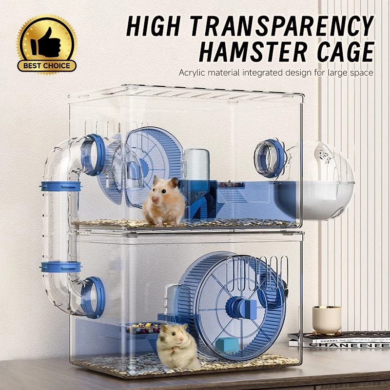 Image showcasing Hamster Cage with Transparent Walls, Small Animal Cage Can Observe Pets ...