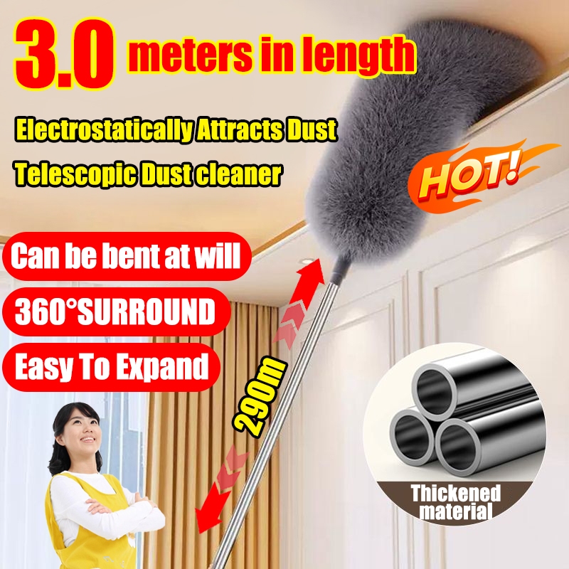 Brush Adjustable Telescopic Bending Duster feather duster cleaning Long ...
