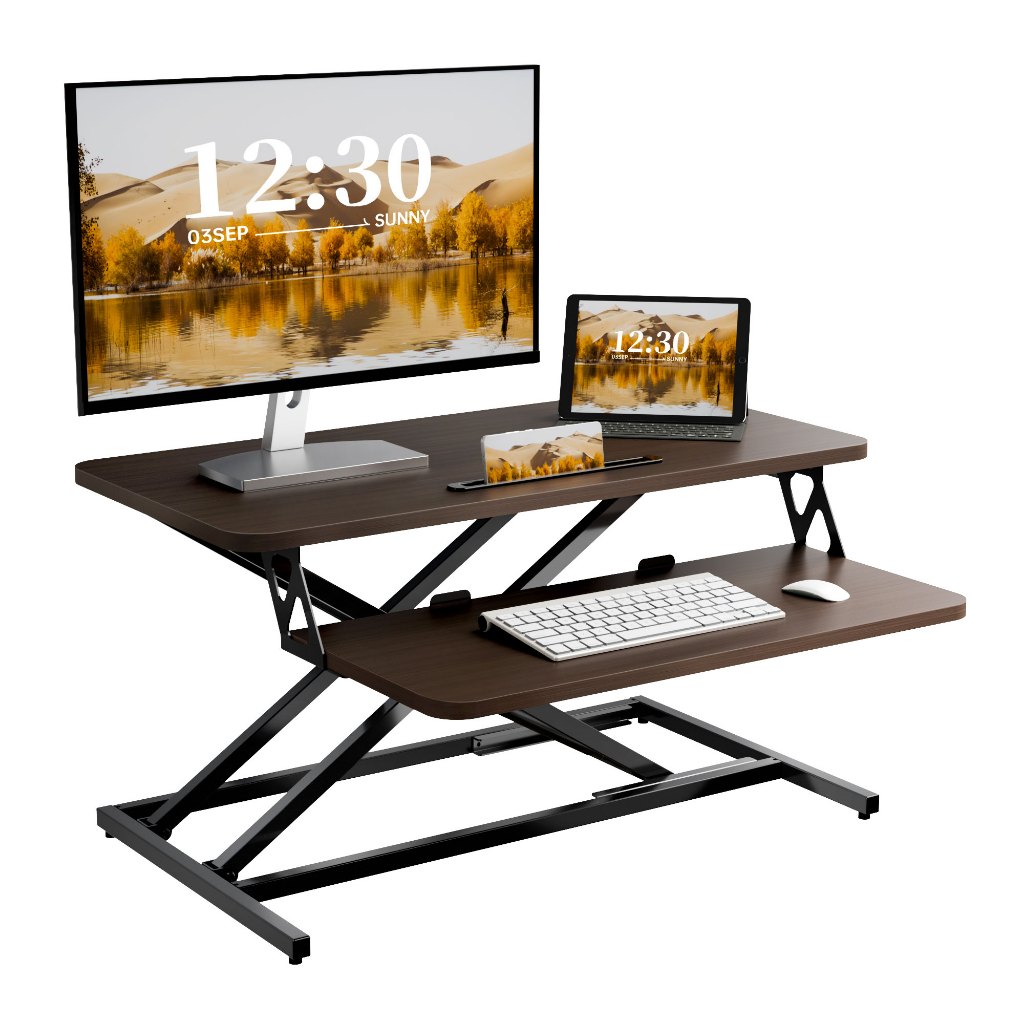 ERGOMAKER 80cm Standing Desk Converter with Keyboard Tray Height ...