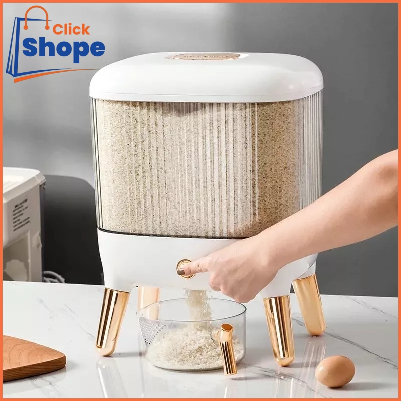 CLICK SHOPE Nordic Style Rice Dispenser Insect-Proof Press Rice Bucket ...