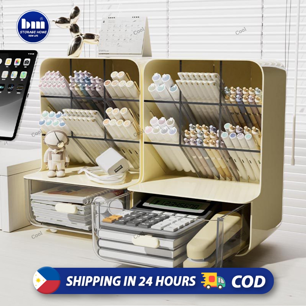 Desk Organizer Multi-Functional Pen Holder Box Easy-to-Assemble Desktop ...
