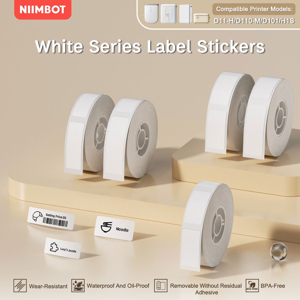 NIIMBOT D11/D110/D101 White Thermal Label 8-15mm Name Sticker ...