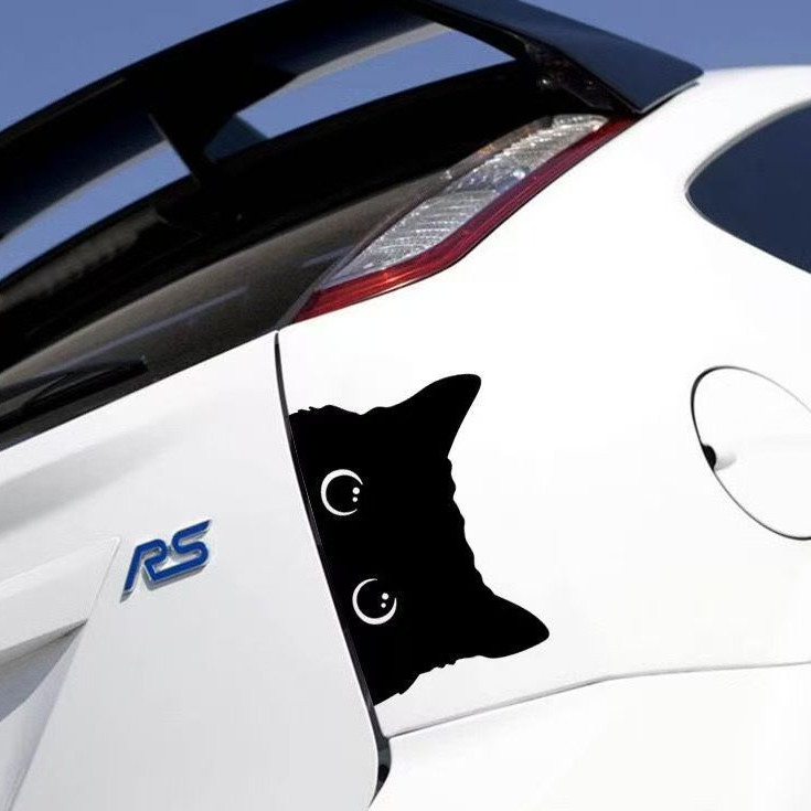 Peek At The Cat Car Sticker Paper Flower Sticker Funny Black/Laser ...
