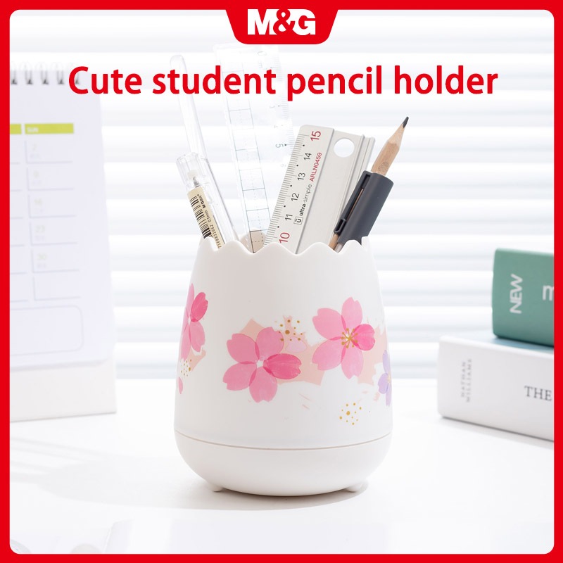 M&G stationery cherry blossom pen holder creative office desk storage ...