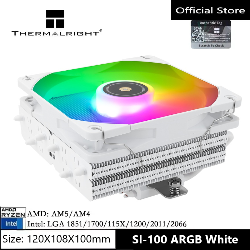 Thermalright SI-100 White ARGB CPU Radiator CPU Air Cooler 6×6mm Heat ...