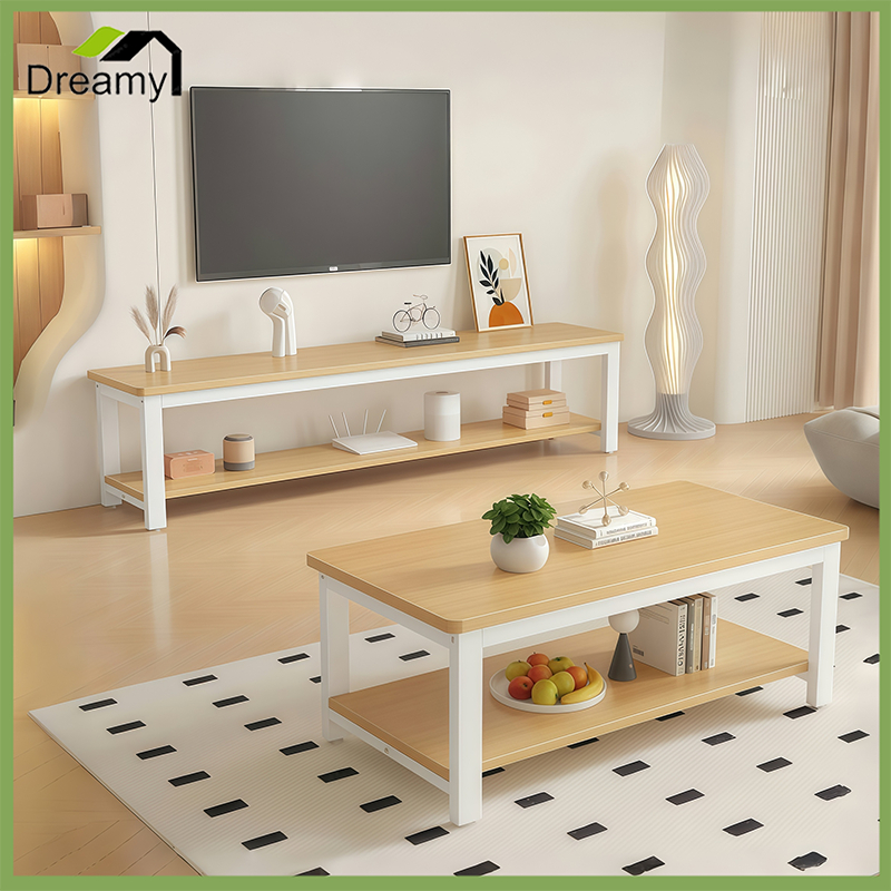 TV Rack Modern Simple Wood Steel Living Room Bedroom Double Layer ...
