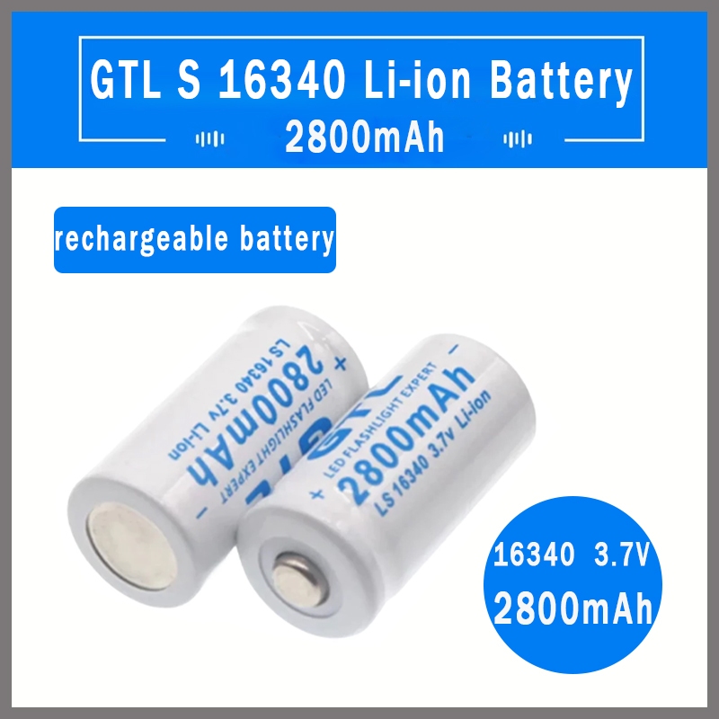 Lot De 2 Batteries Rechargeables 16340 3.7V 2800mAh, équivalent CR123A