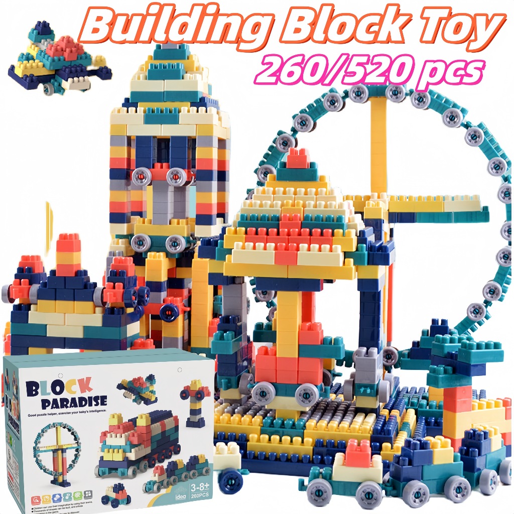 260/520Pcs Building Blocks DIY Children Assemble Building Blocks Puzzle ...