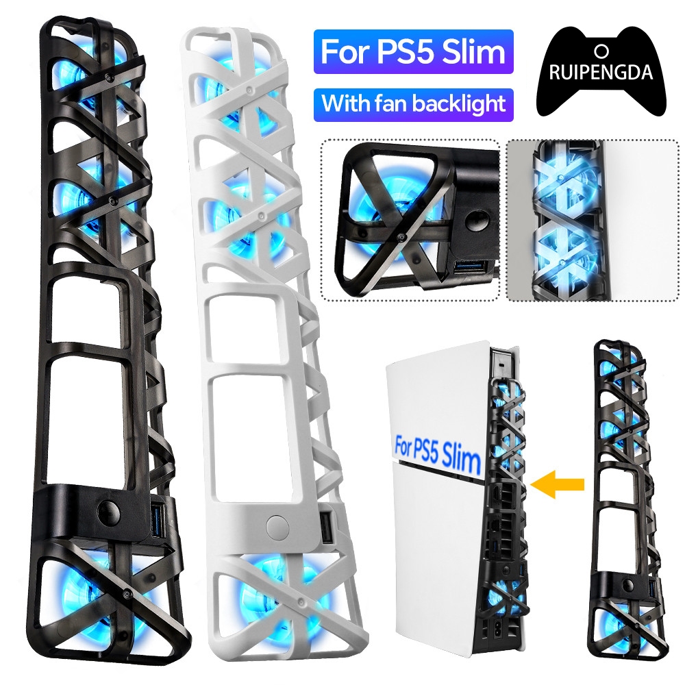 For PS5 Slim Console Cooling Fans Cooler Fan with Blue LED Light Game ...