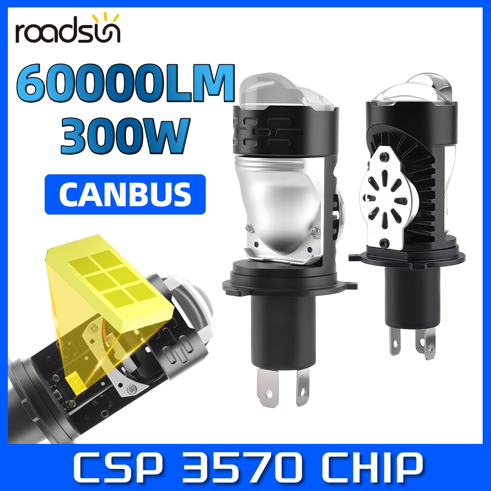 2Pcs 160W Bi-LED Projector Lens Headlight Bulbs - H4/HB2 9003, 20000 Lumens, 6000K Cool White (CANbus Ready)