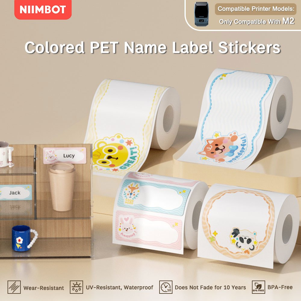 NIIMBOT M2 Cartoon Label Paper, Student Name Stickers, Colorful ...