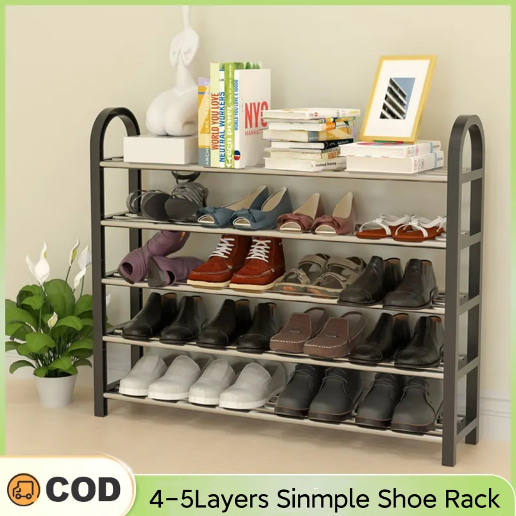 4 Layers 5 Layers foldable Shoes Rack Tier Colored Stackable Stainless ...