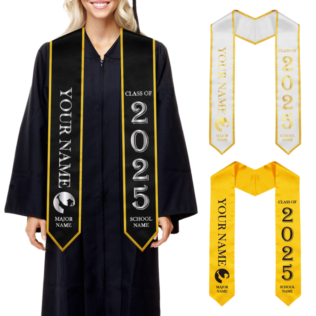 Custom Graduation Stole Class of 2025 Double-layered Stole Personalized ...