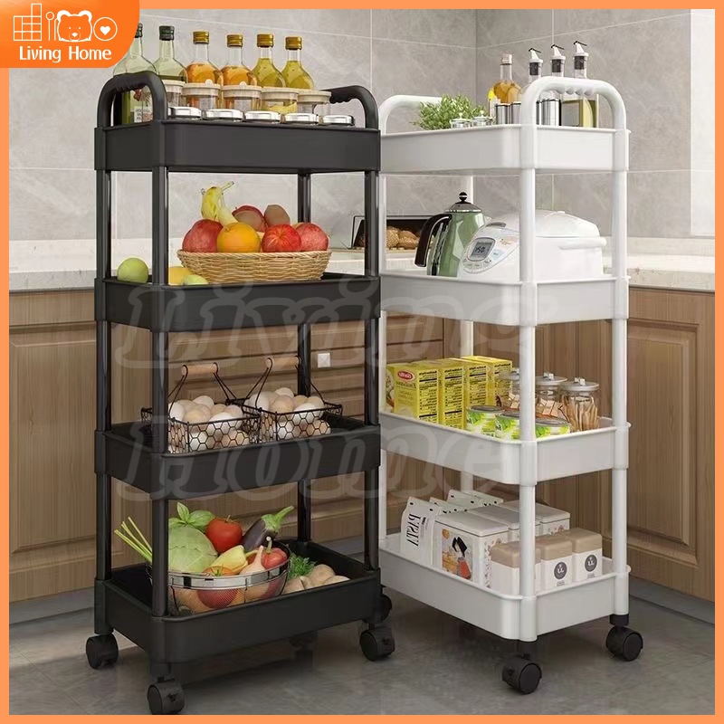 3/4/5 Layer Moving Rack Bathroom Organizer rack Kitchen Storage Shelf ...