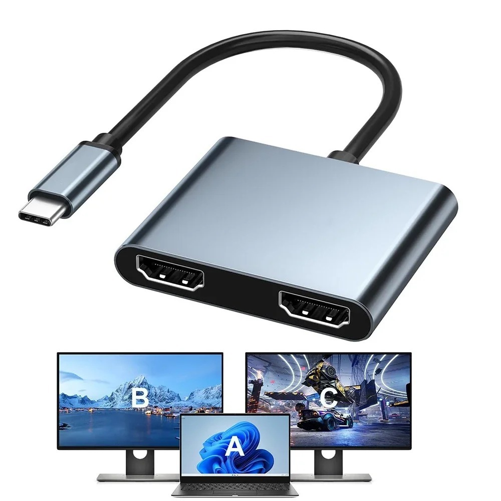 USB C To 2 HDMI-compatible Adapter Type C To Dual HDMI Multi Monitor ...